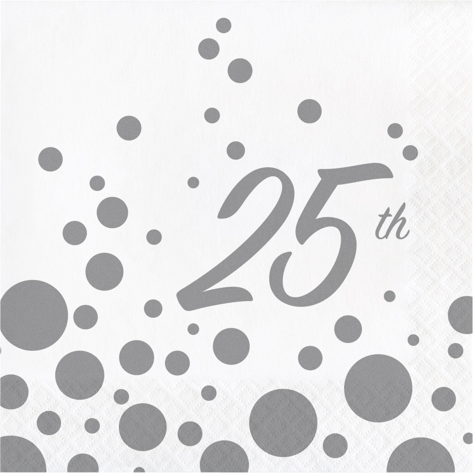 25th Silver Anniversary Sparkle and Shine Large Napkins / Serviettes (Pack of 16)