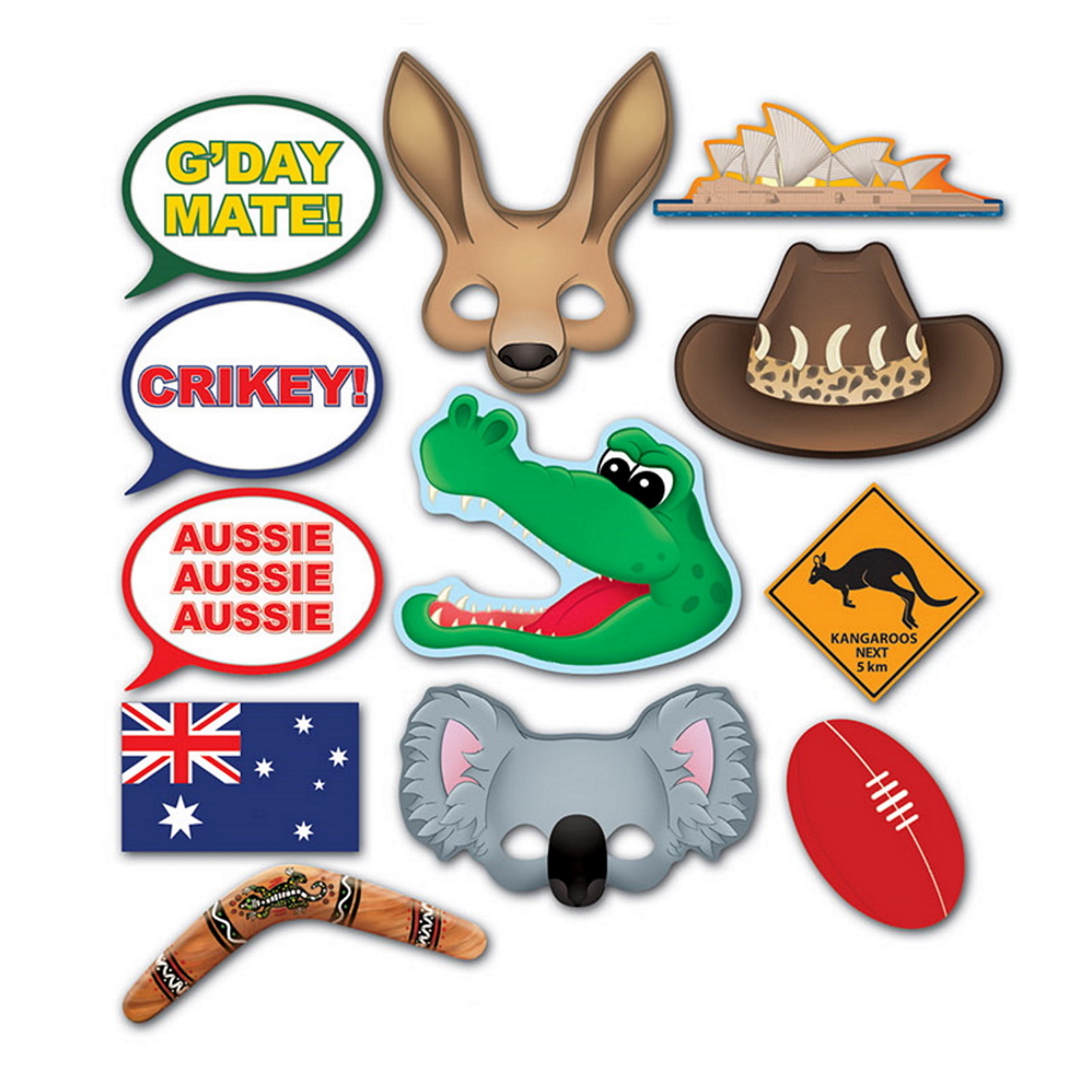 Australian Photo Prop Signs (Pack of 12)
