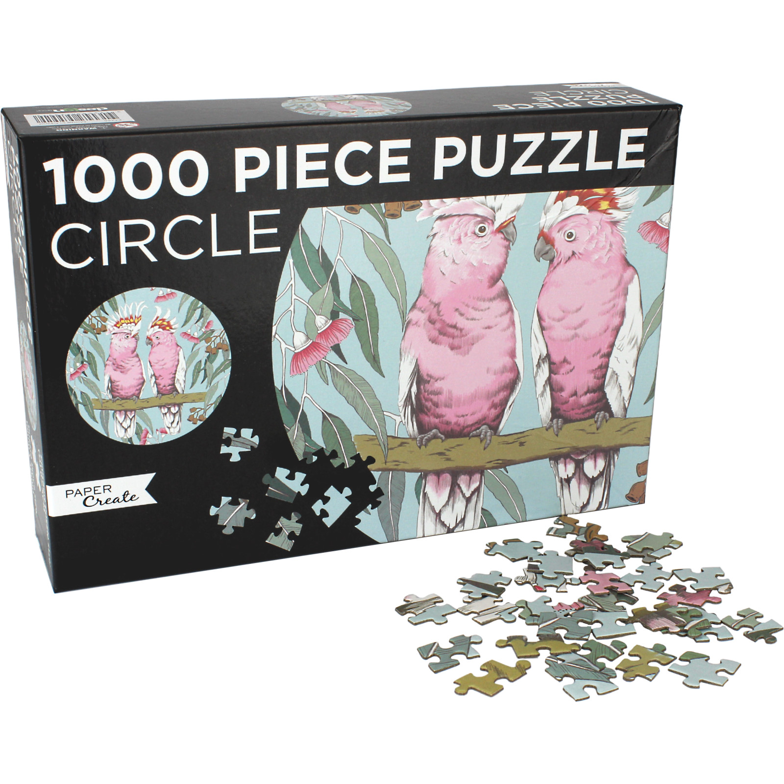 Pink Bush Cockatoos Circle Jigsaw Puzzle (1000 Pieces)