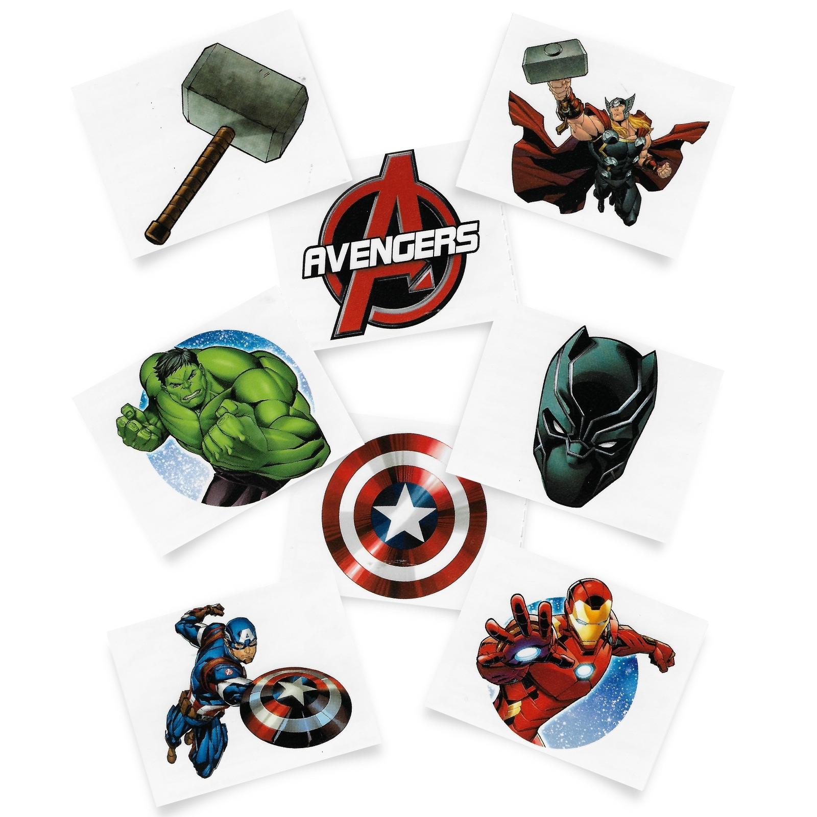Marvel Avengers Powers Unite Tattoos (Pack of 8)