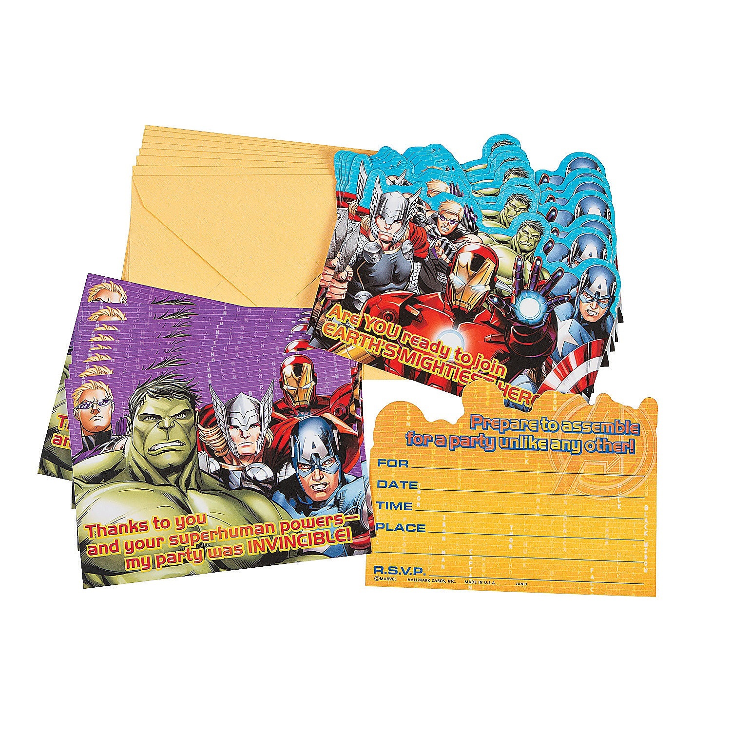 Avengers Assemble Party Invitations & Thank You Cards (8 of each)