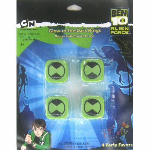 Ben 10 Alien Force Glow in the Dark Rings (Pack of 4)