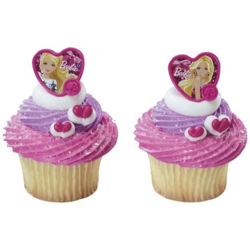 Barbie Fashion Heart Cupcake Rings (Pack of 12)