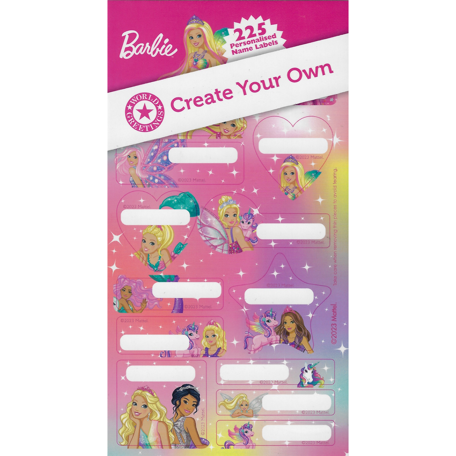 Barbie name stickers for school books on sale