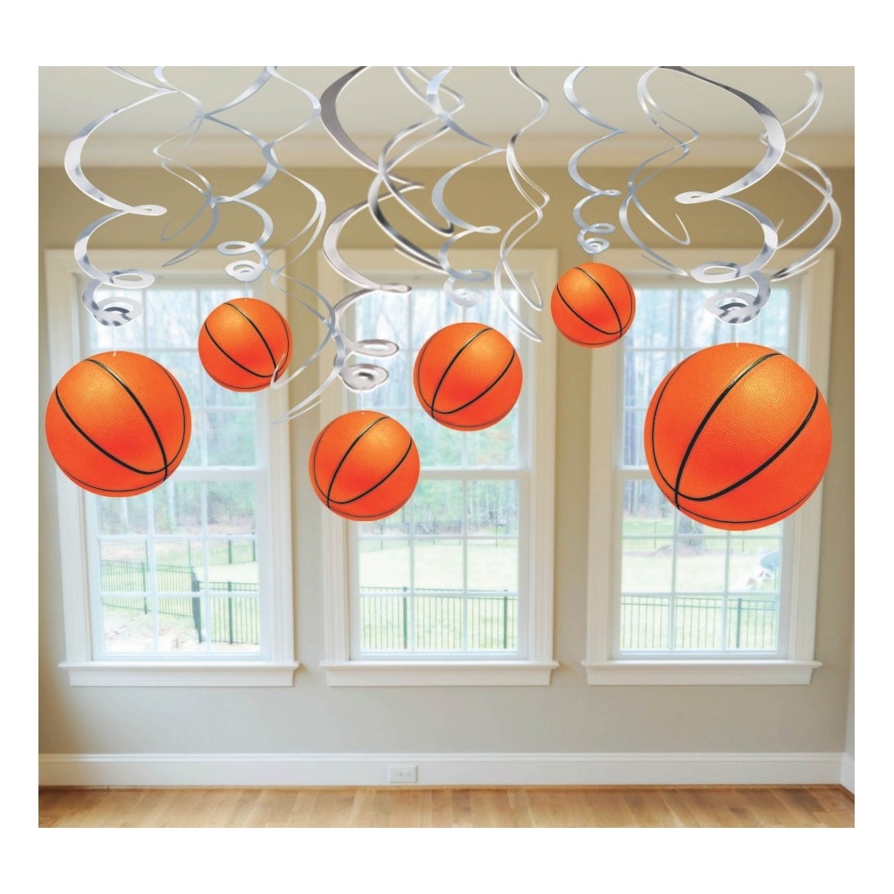 Basketball Swirl Decorations (Pack of 12)