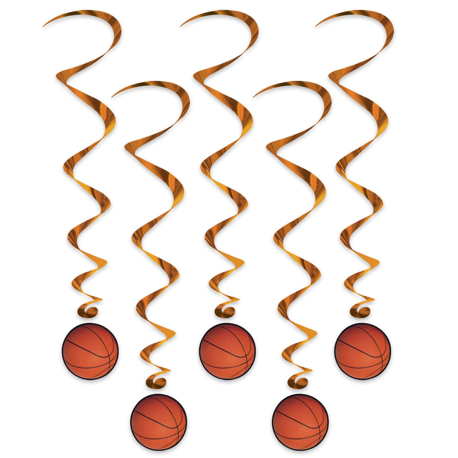Basketball Swirl Decorations (Pack of 5)