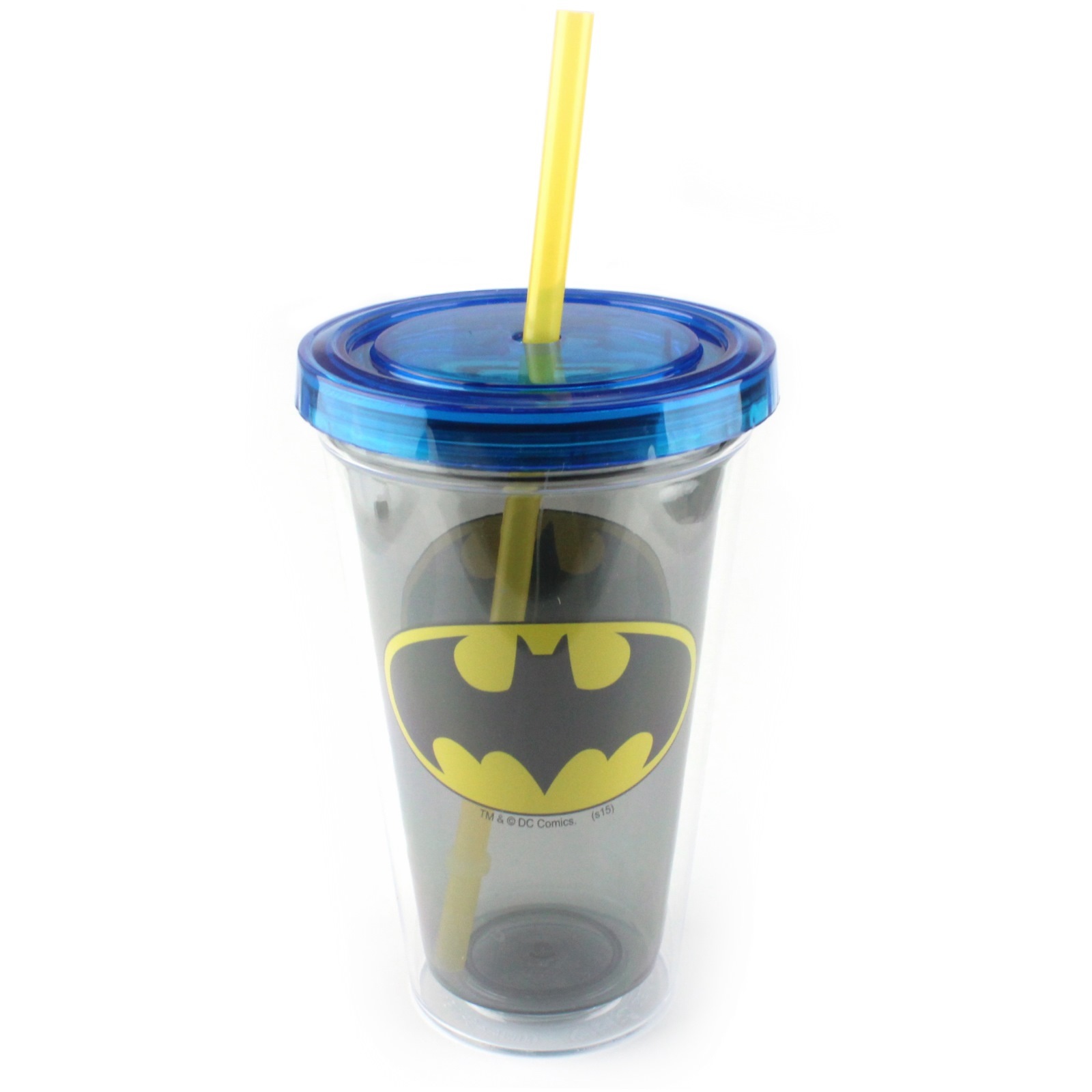 Batman Double-Walled Acrylic Tumbler Cup with Straw