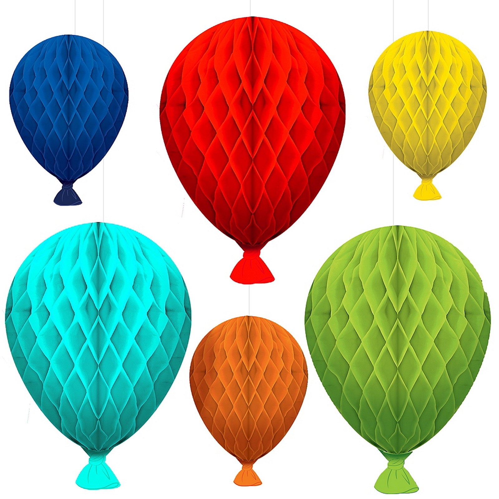 Balloon Bash Honeycomb Hanging Decorations (Pack of 6)