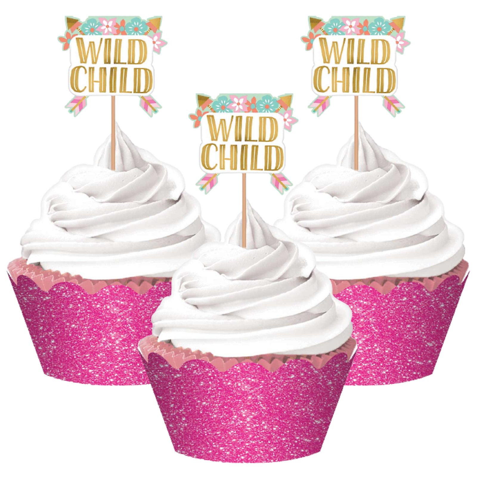 Boho Birthday Girl Glitter Cupcake Kit (Pack of 24)