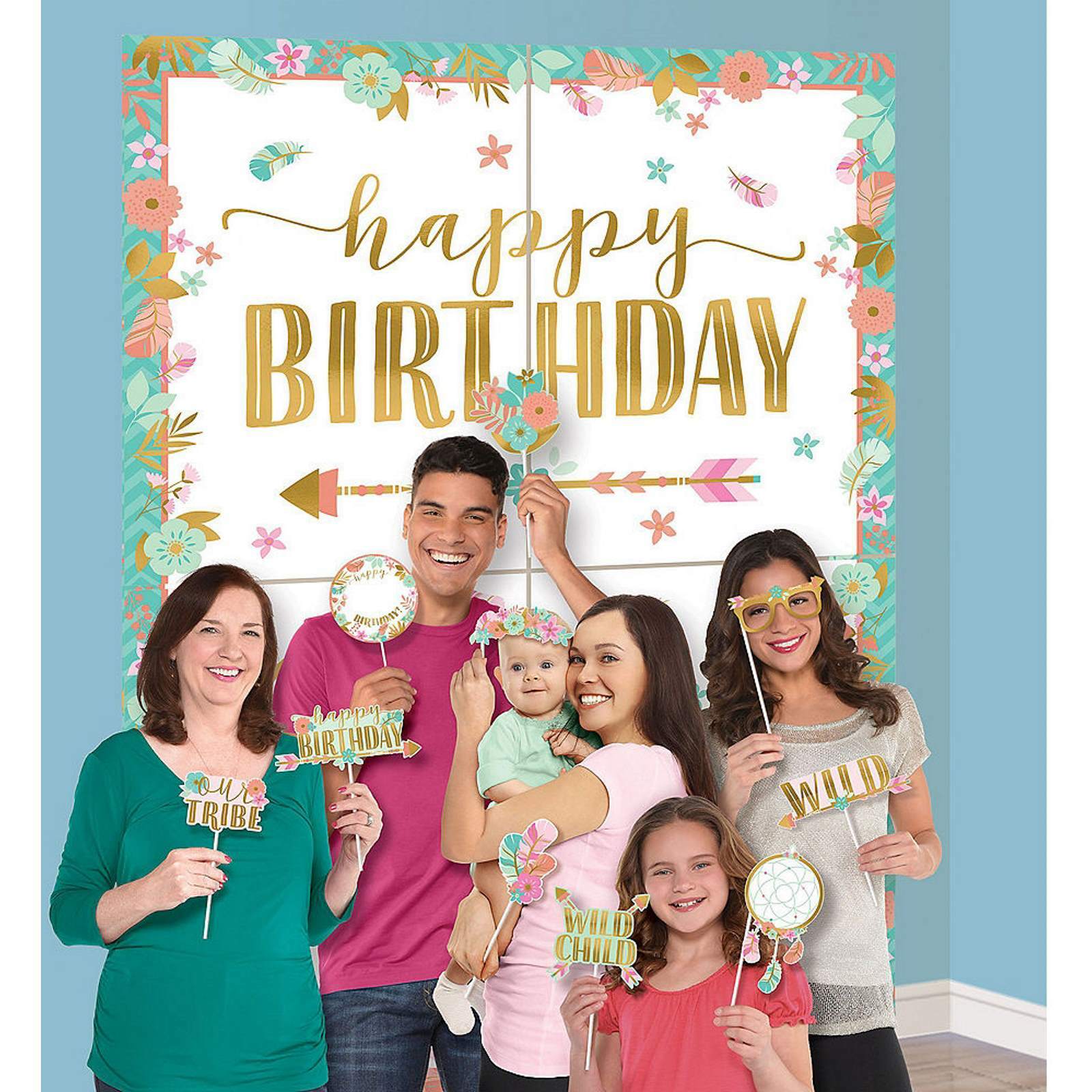 Boho Birthday Girl Scene Setter with Photo Props