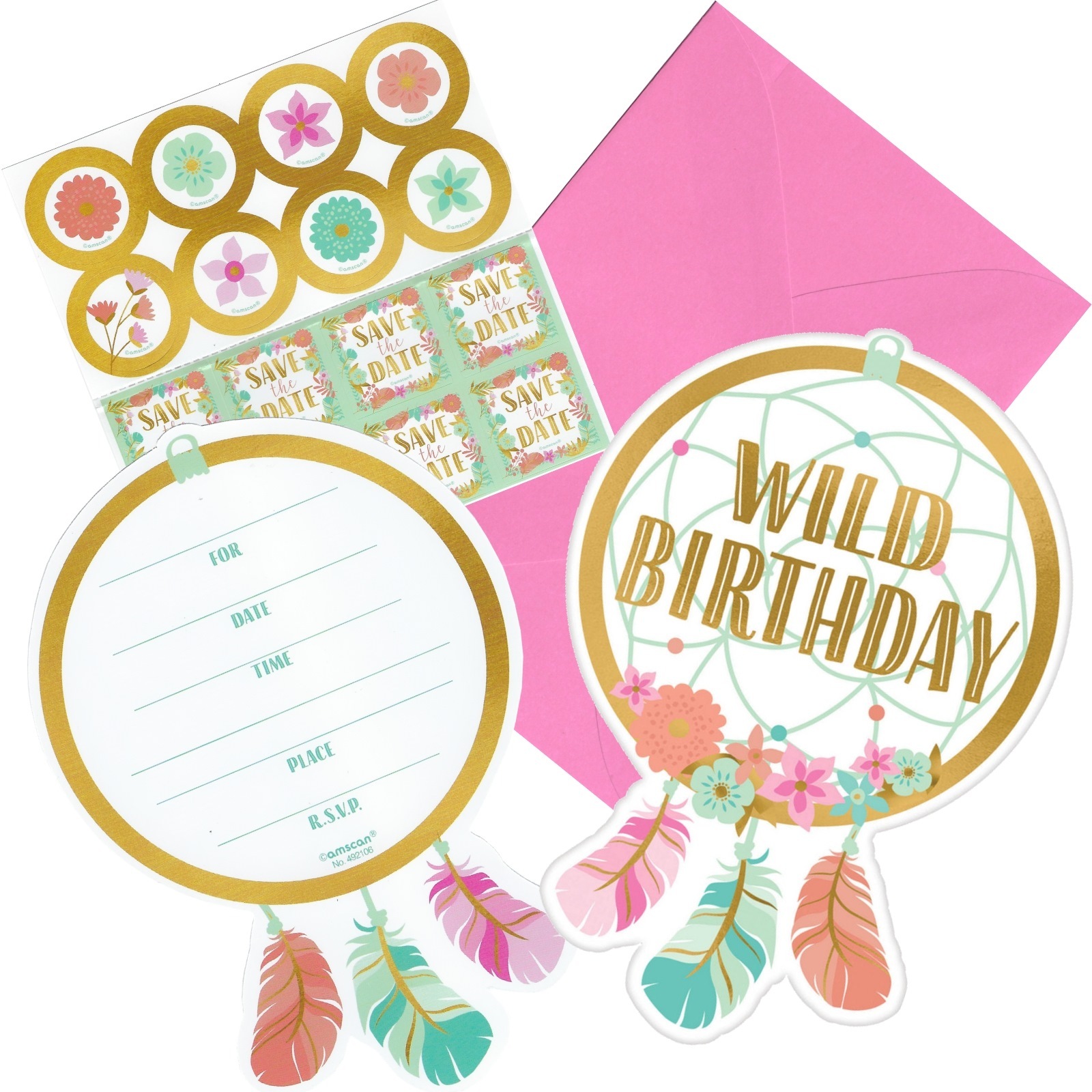 Boho Birthday Girl Invitation Set (Pack of 8)