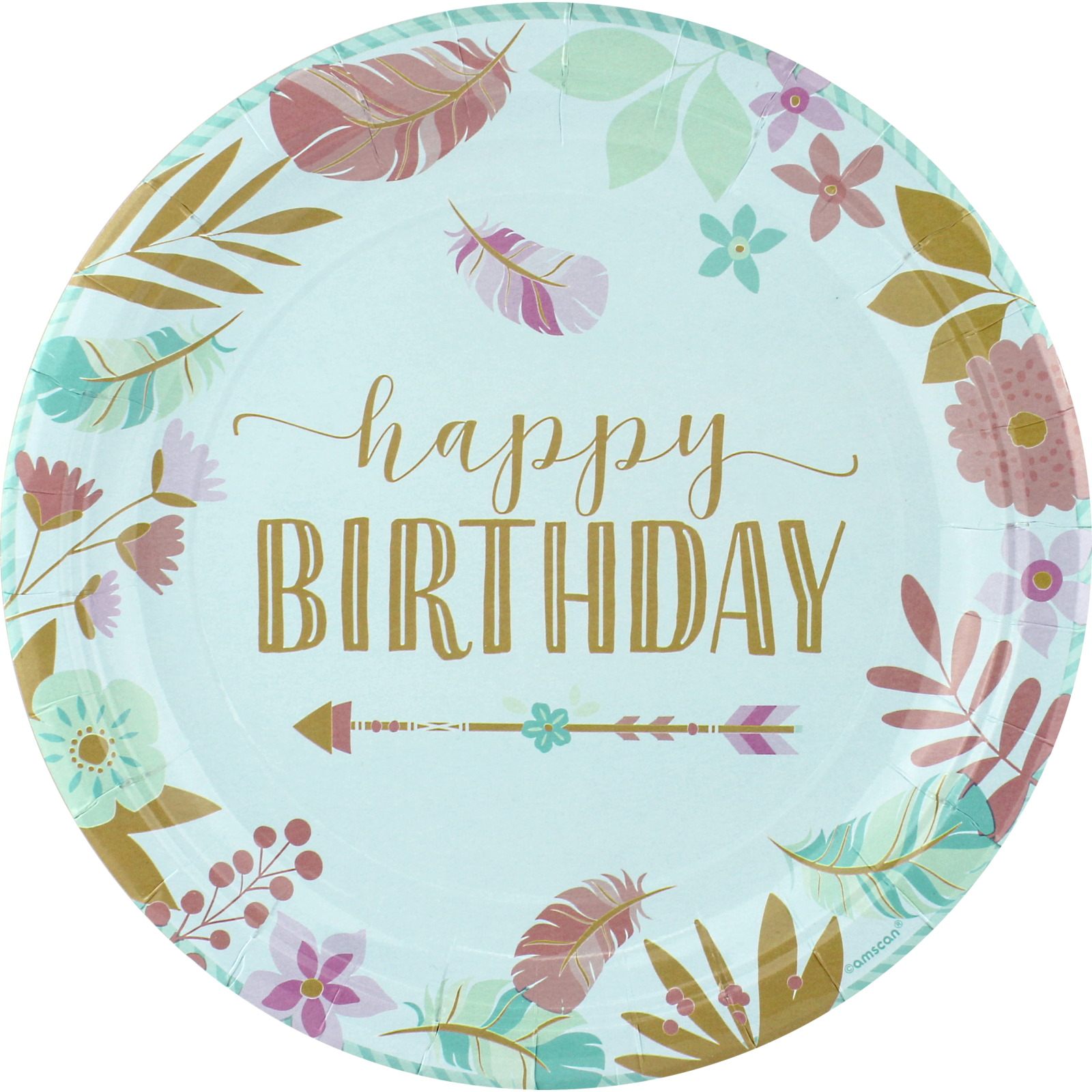 Boho Birthday Girl Large Paper Plates (Pack of 8)