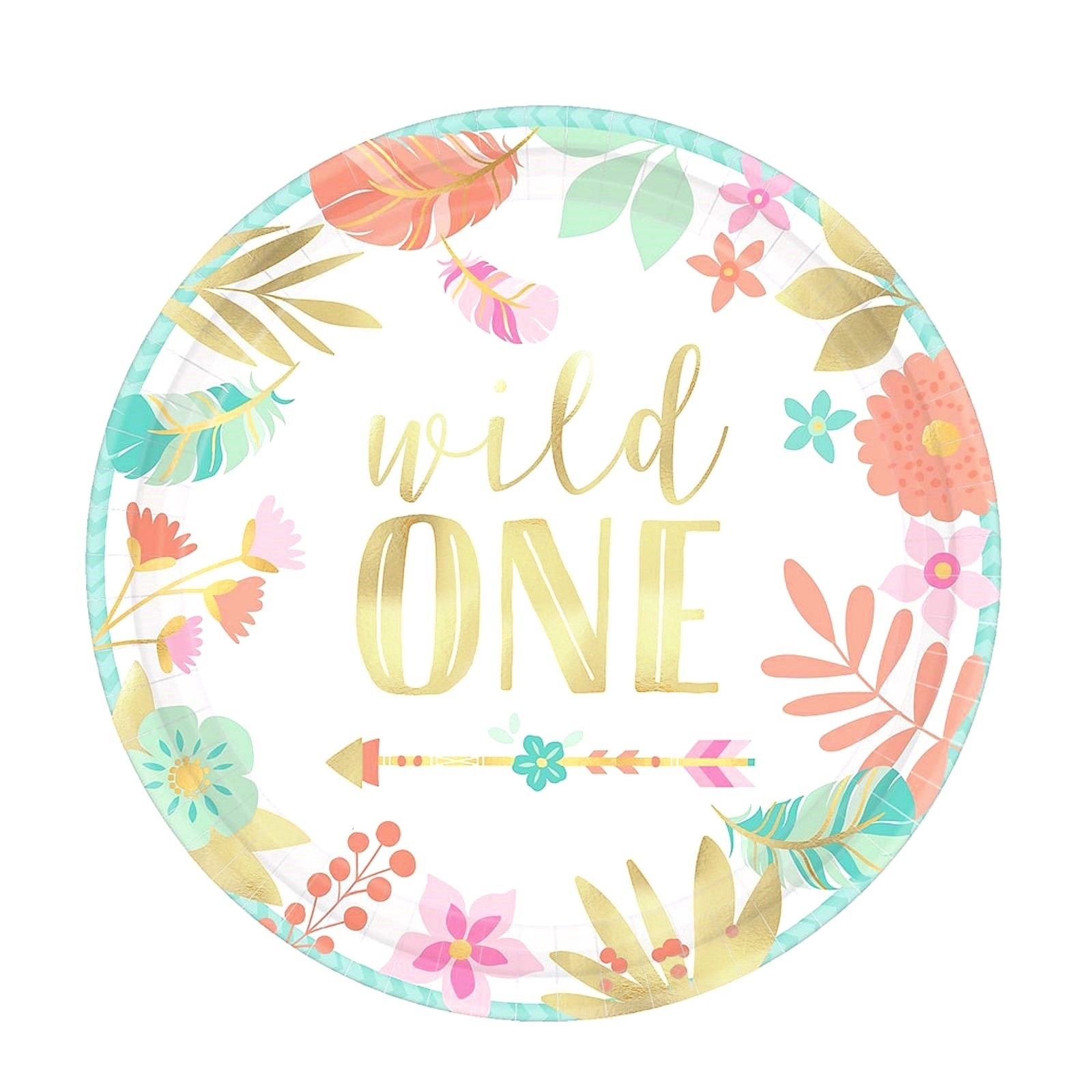 Boho 1st Birthday Girl Small Paper Plates (Pack of 8)