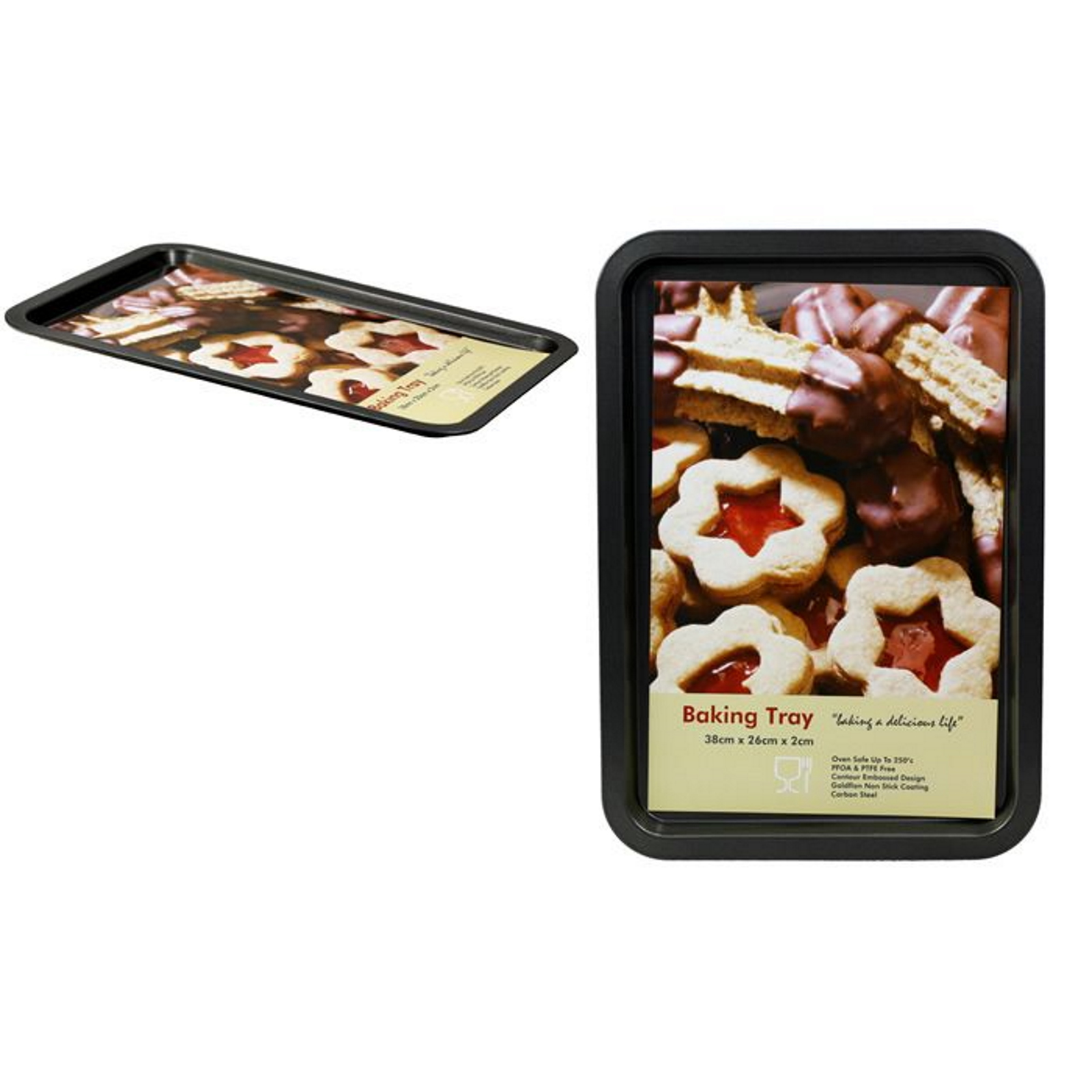 Rectangular Baking Tray Non-Stick 38cm x 26.5cm x 2cm 