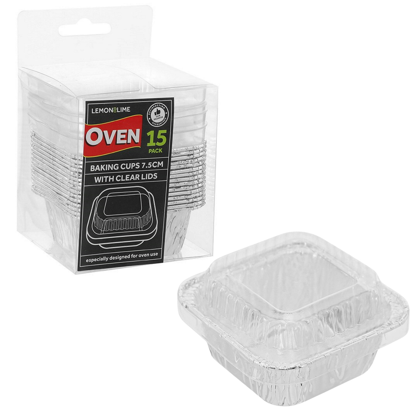 Square Foil Baking Cups With Lids 7.5cm (Pack of 15)
