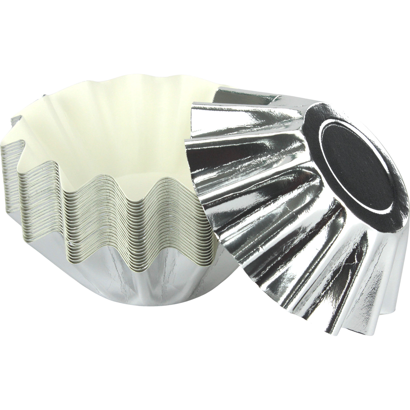 Papyrus & Co Glossy Silver Bloom Baking Cups (Pack of 24)