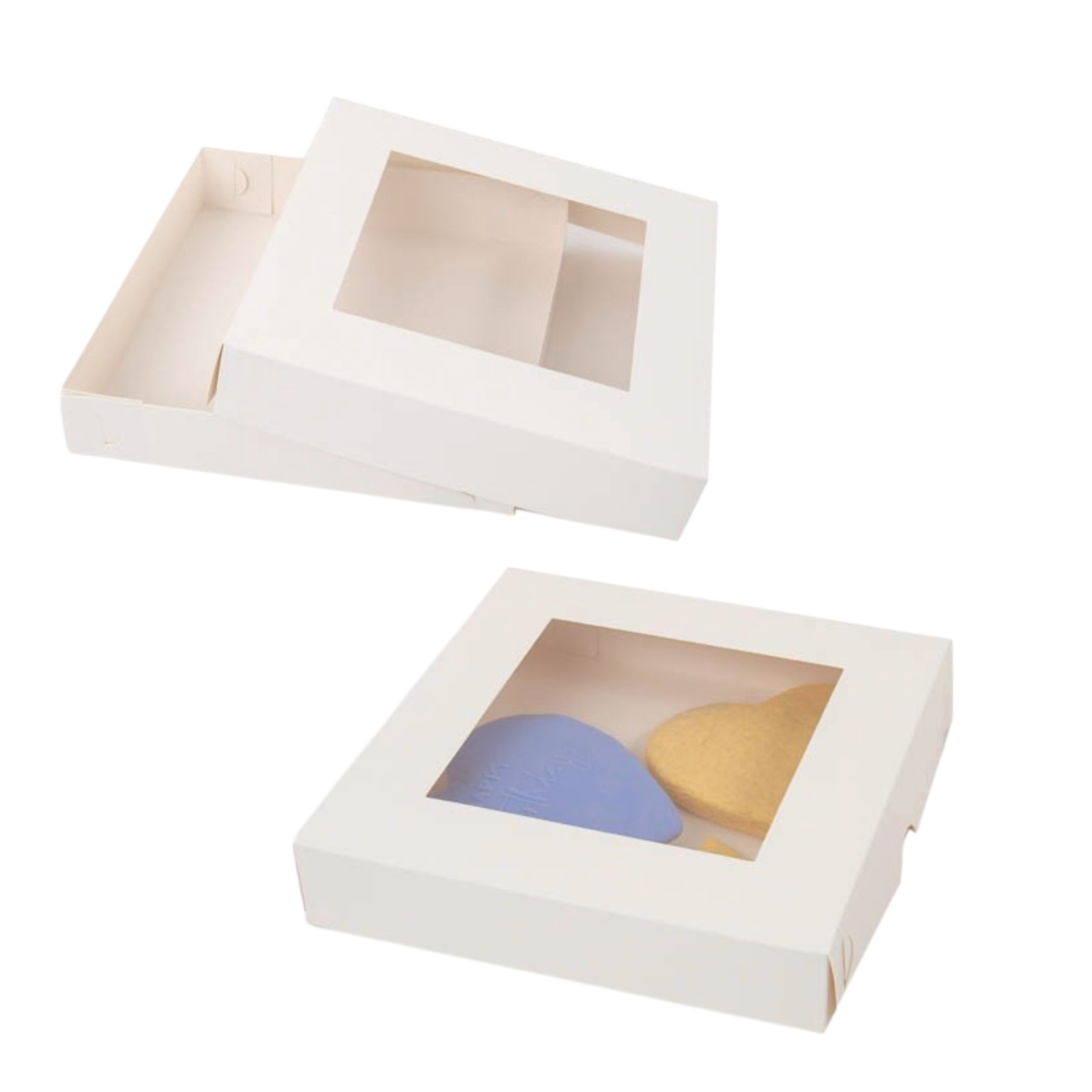 Coo Kie Small White Square Cookie / Chocolate Box With Window 15.5cm 