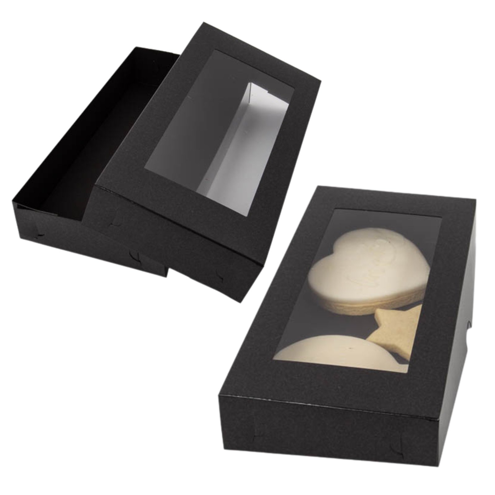 Coo Kie Medium Black Rectangle Cookie / Chocolate Box With Window 22.5cm 