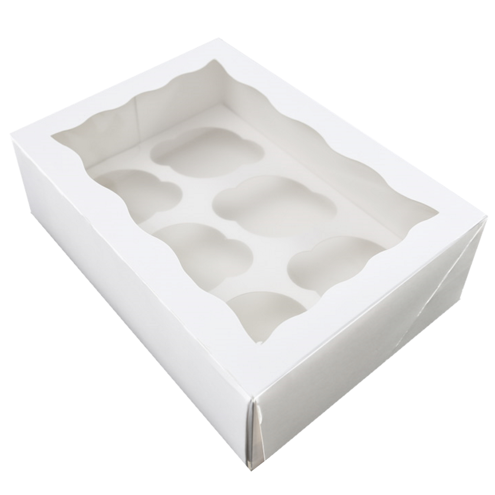 Papyrus White Cupcake Box with PVC Window (6 Hole) 