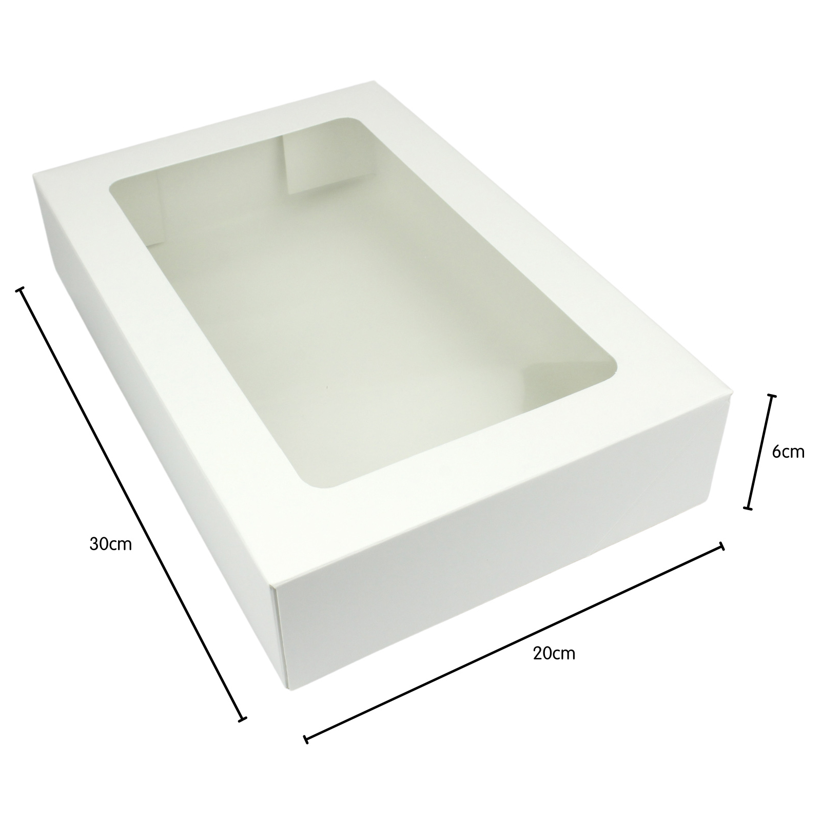 White Donut Boxes With Window 30cm x 20cm x 6cm (Pack of 2) Discount