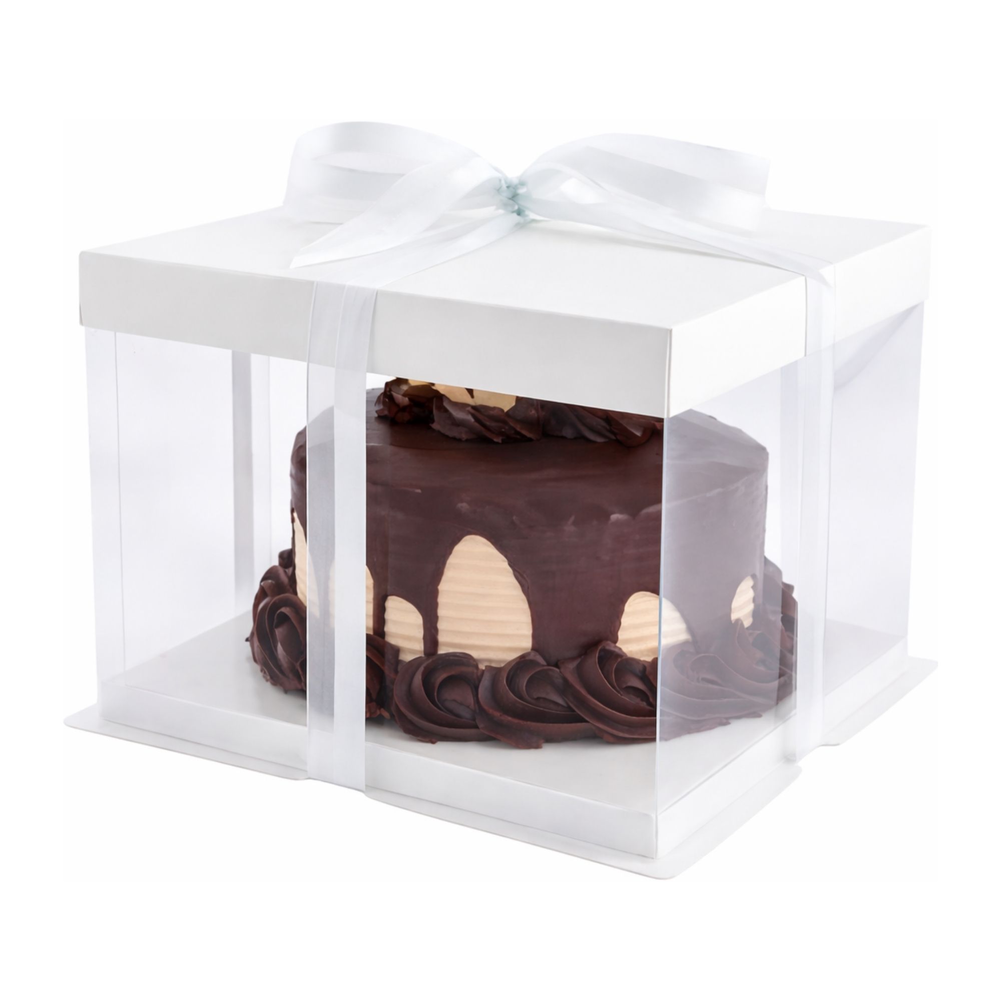 Transparent Crystal Cake Box With White Base 20cm