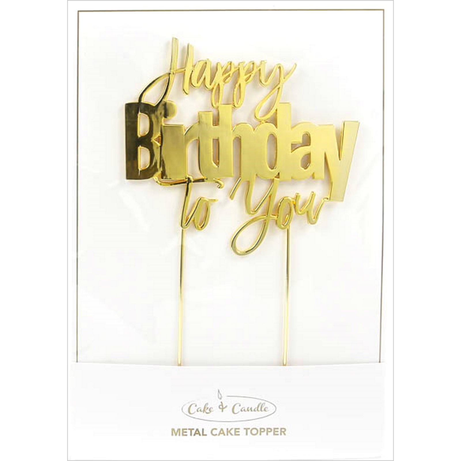 Happy Birthday To You Gold Metal Cake Topper | Discount Party Supplies ...
