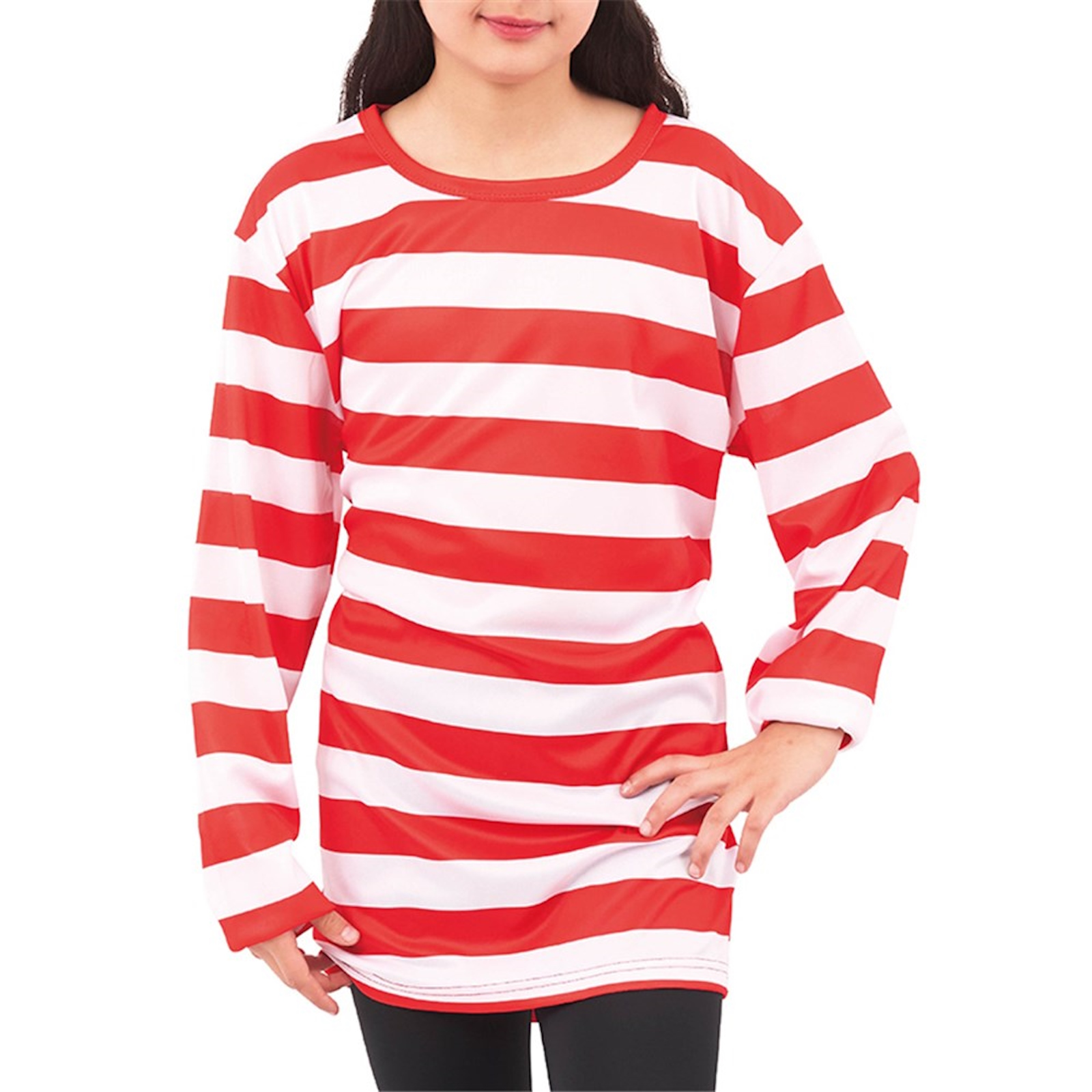 Red and White Stripe Kids Long Sleeve Top 2X-Large