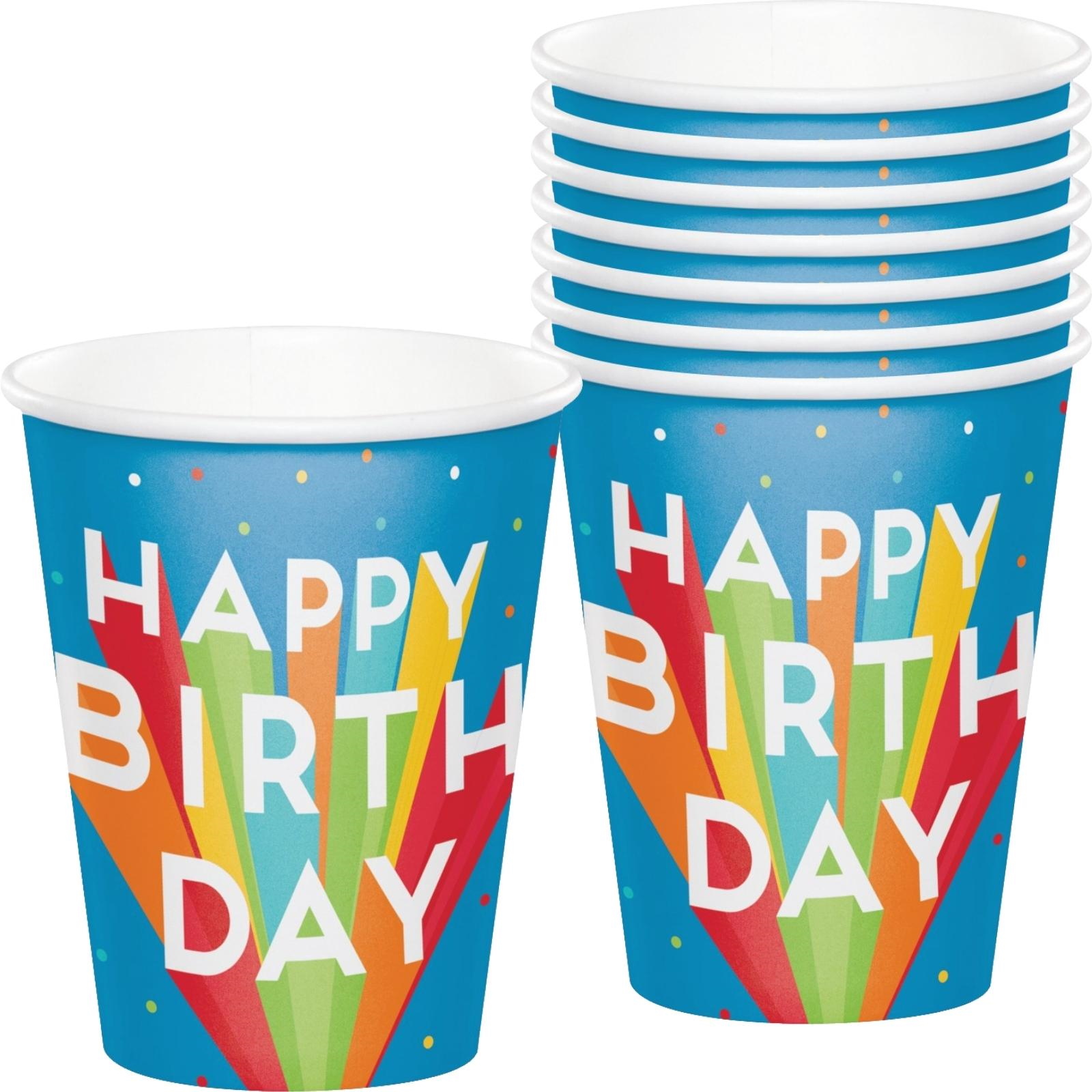 Big Birthday Bash Paper Cups (Pack of 8)