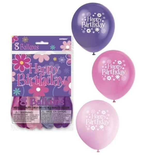 Birthday Blossom Balloons (Pack of 8)