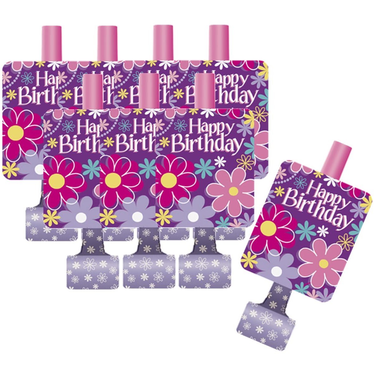 Birthday Blossom Party Blowers (Pack of 8)