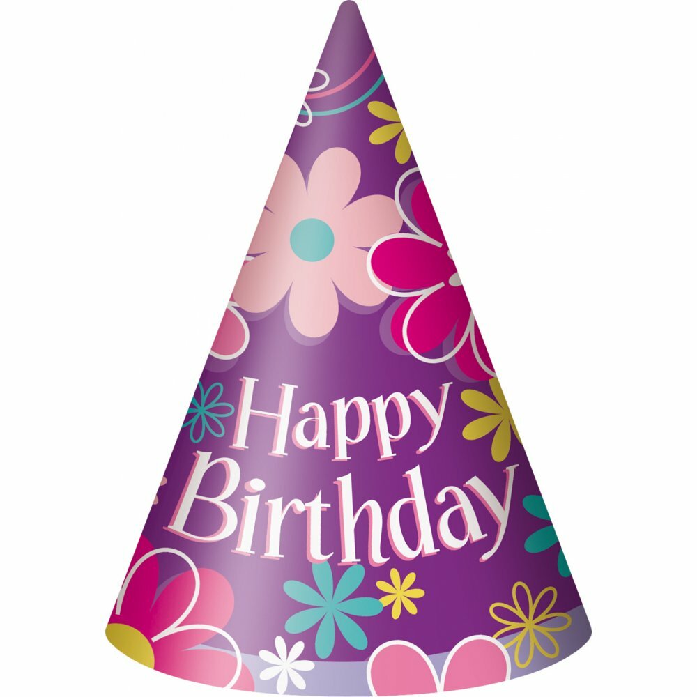Birthday Blossom Party Hats (Pack of 8)