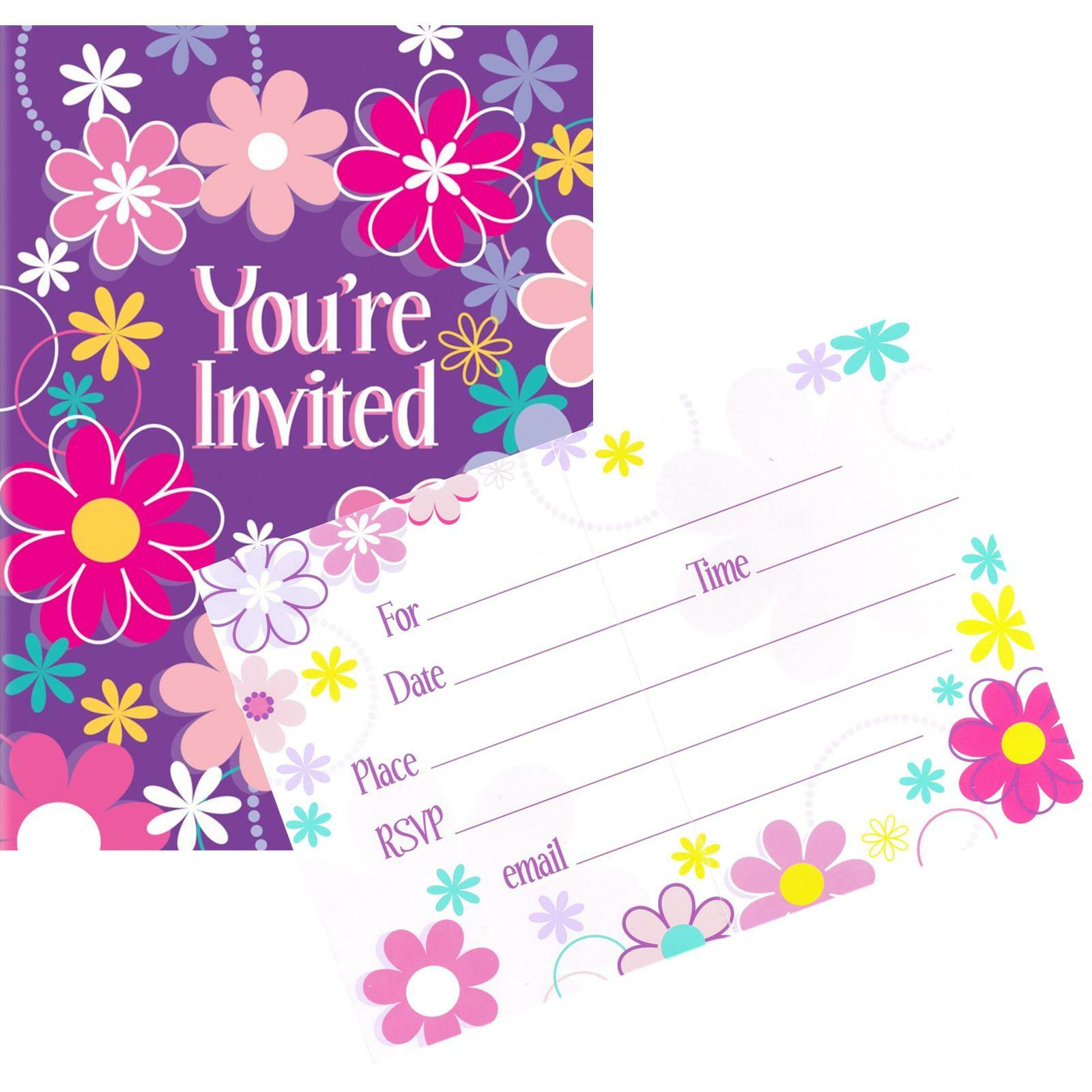 Birthday Blossom Party Invitations (Pack of 8)