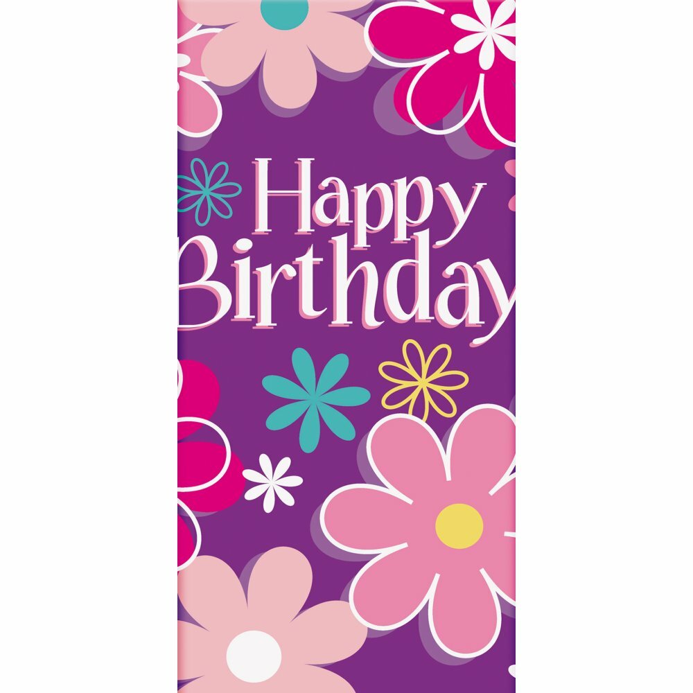 Birthday Blossom Plastic Tablecloth