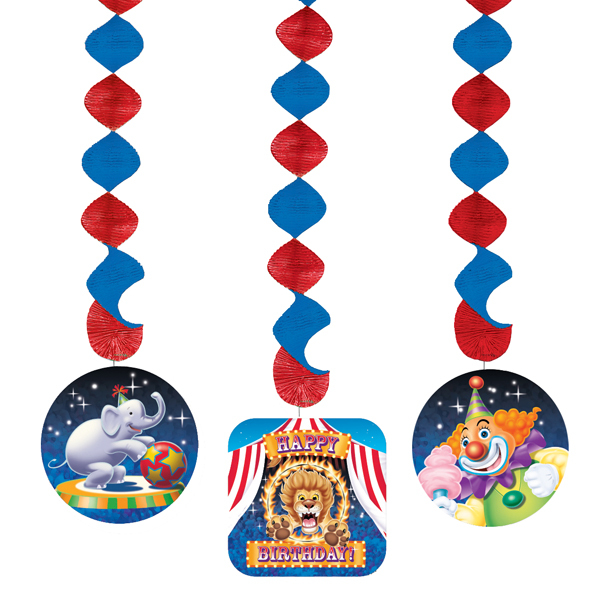 Big Top Birthday Dangling Decorations (Pack of 3)