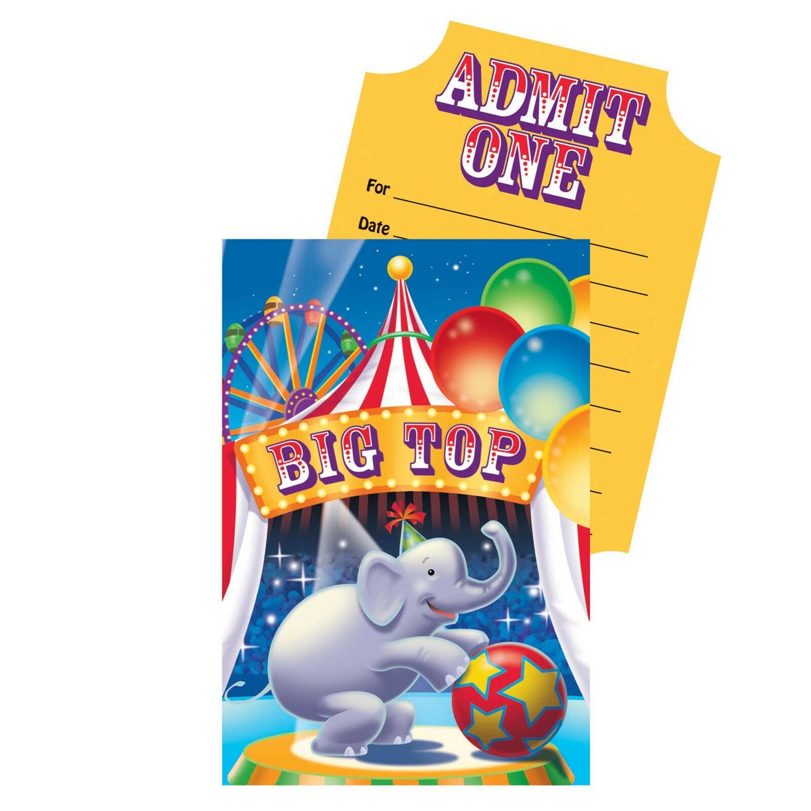 Big Top Birthday Party Invitations (Pack of 8)