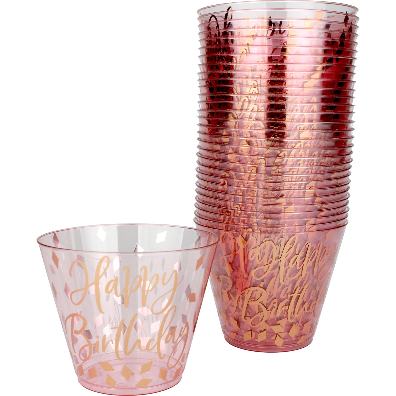 Blush Birthday Plastic Cups (Pack of 30)