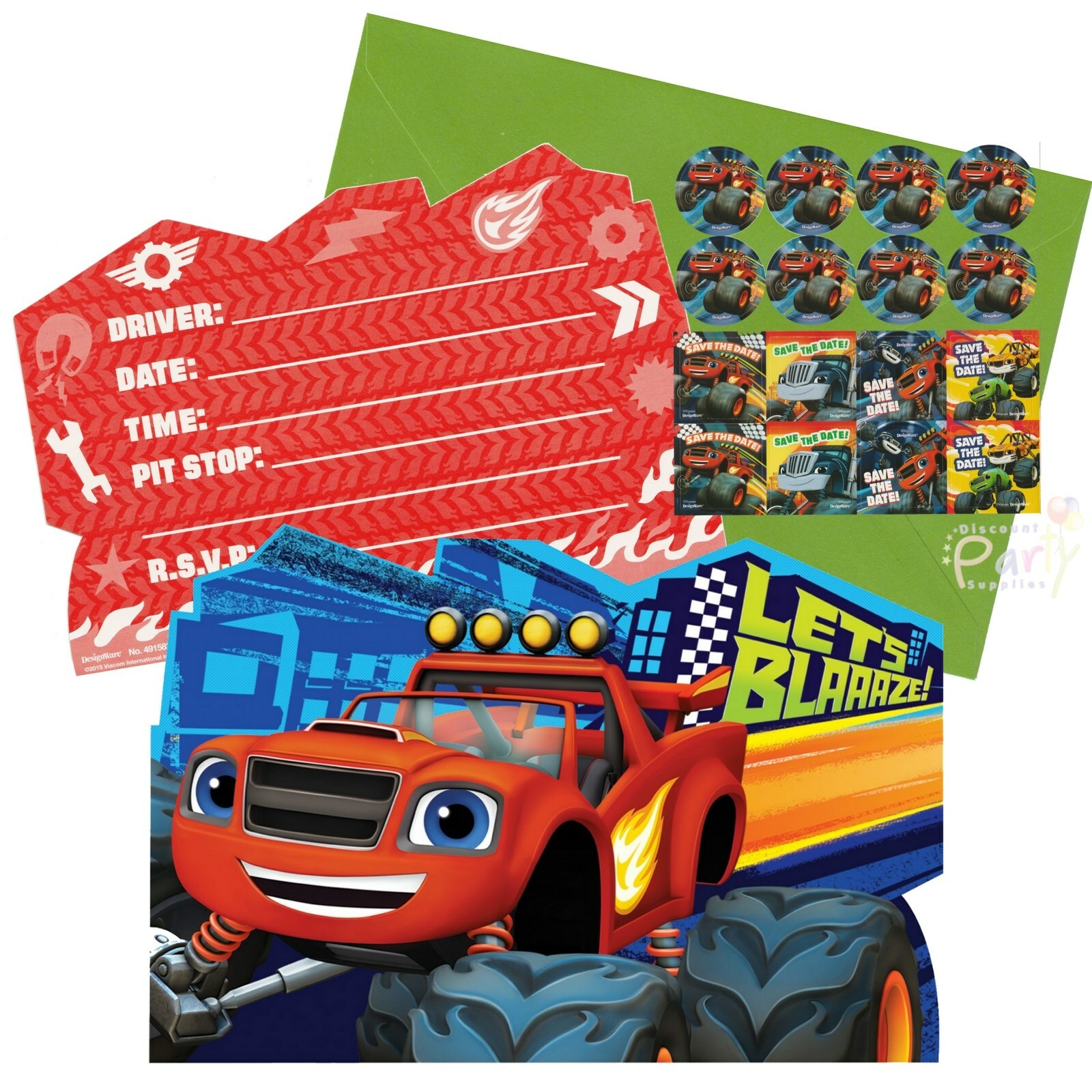Blaze and the Monster Machines Invitation Set (Pack of 8)