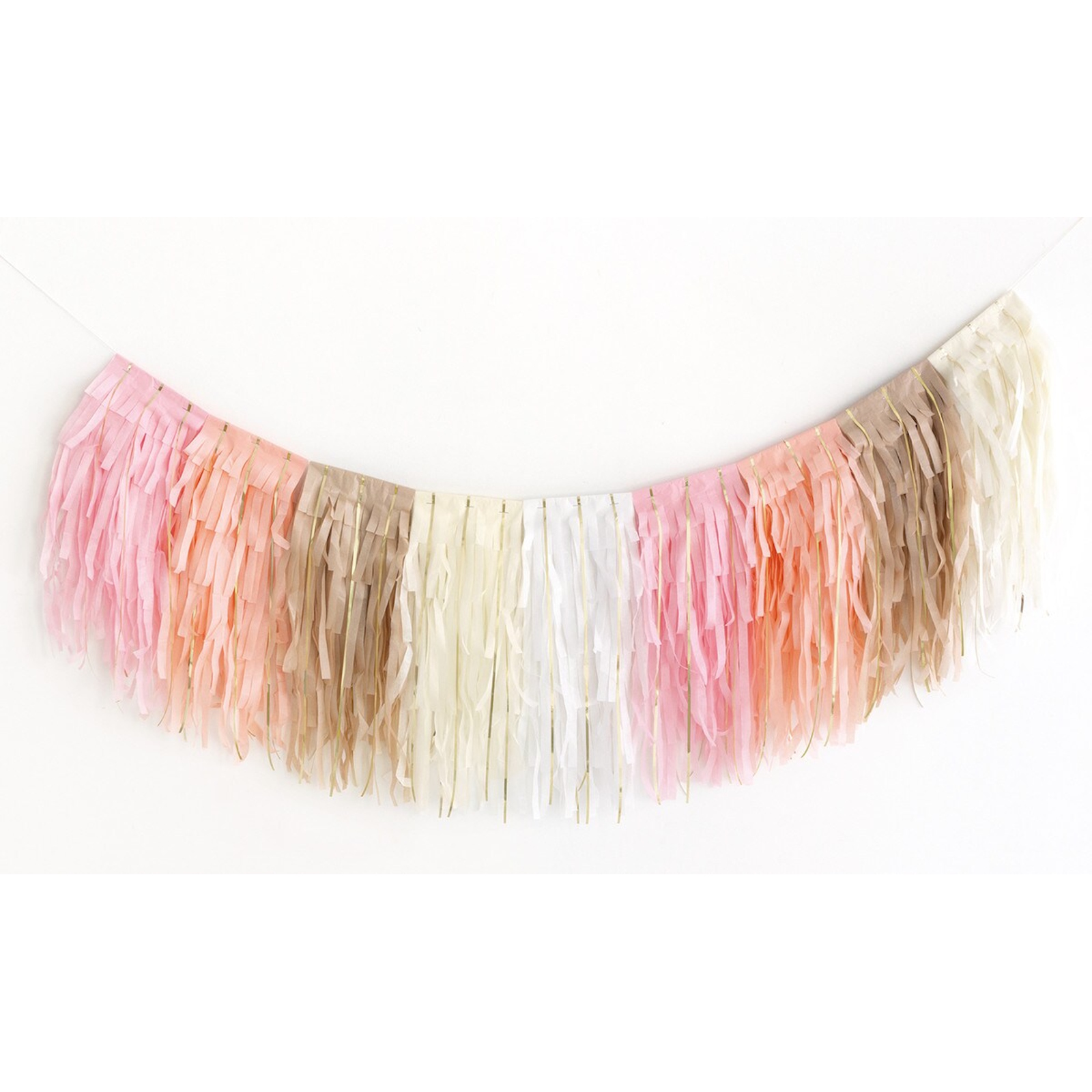 Boho Tissue Paper Fringe Banner With Gold Strands 2.1m