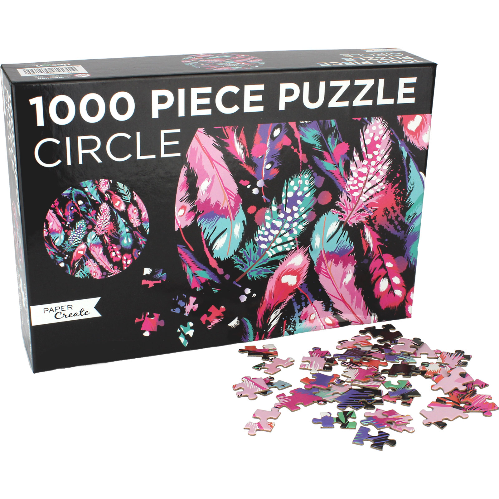 Boho Feathers Circle Jigsaw Puzzle (1000 Pieces) 