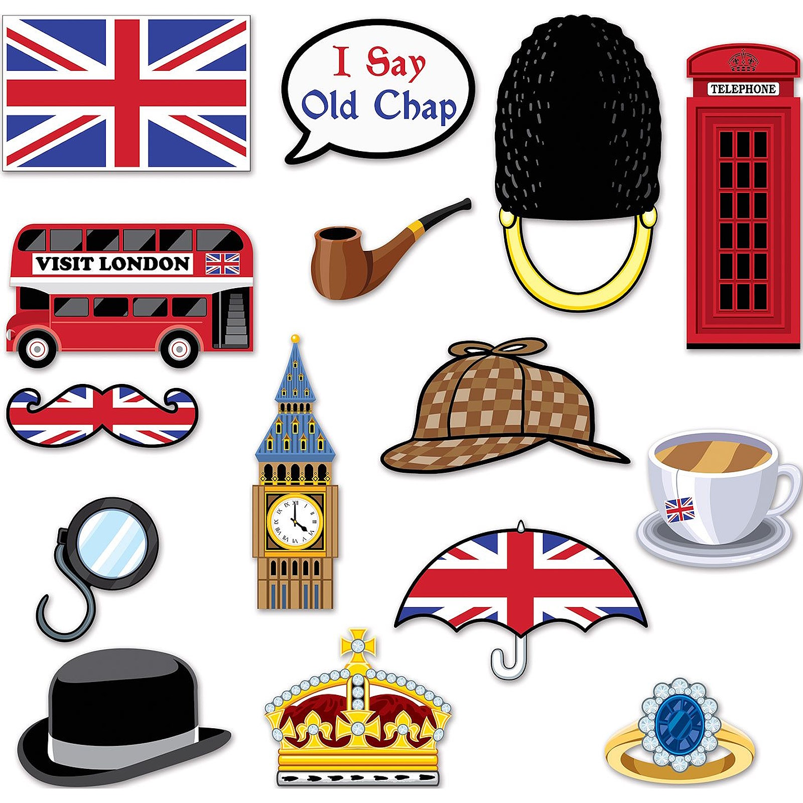British Photo Prop Signs (Pack Of 15)