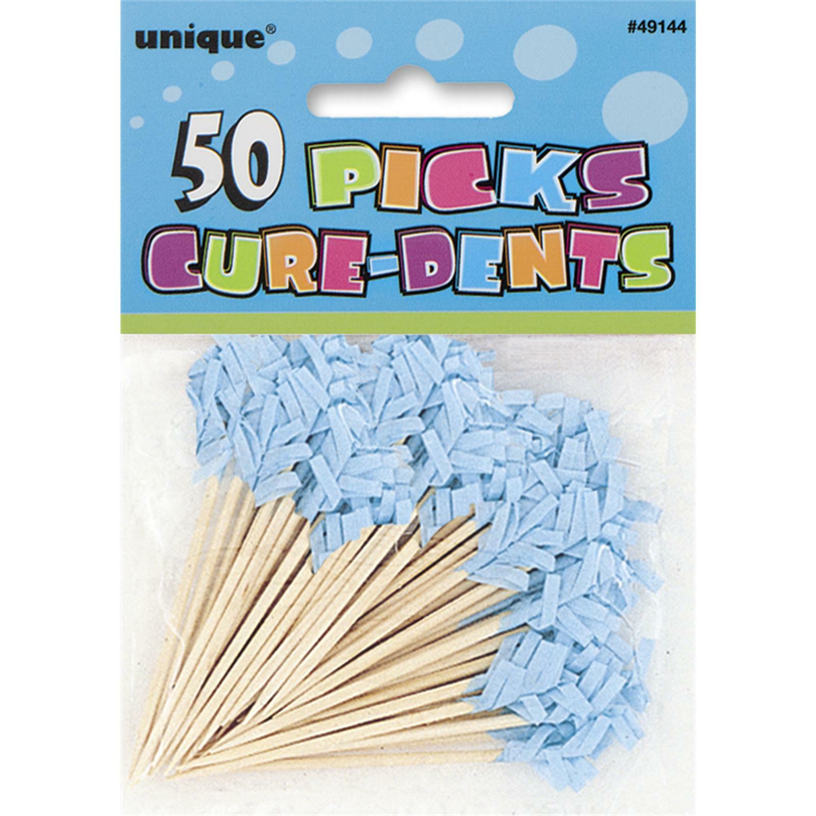 Light Blue Frilled Picks (Pack of 50)