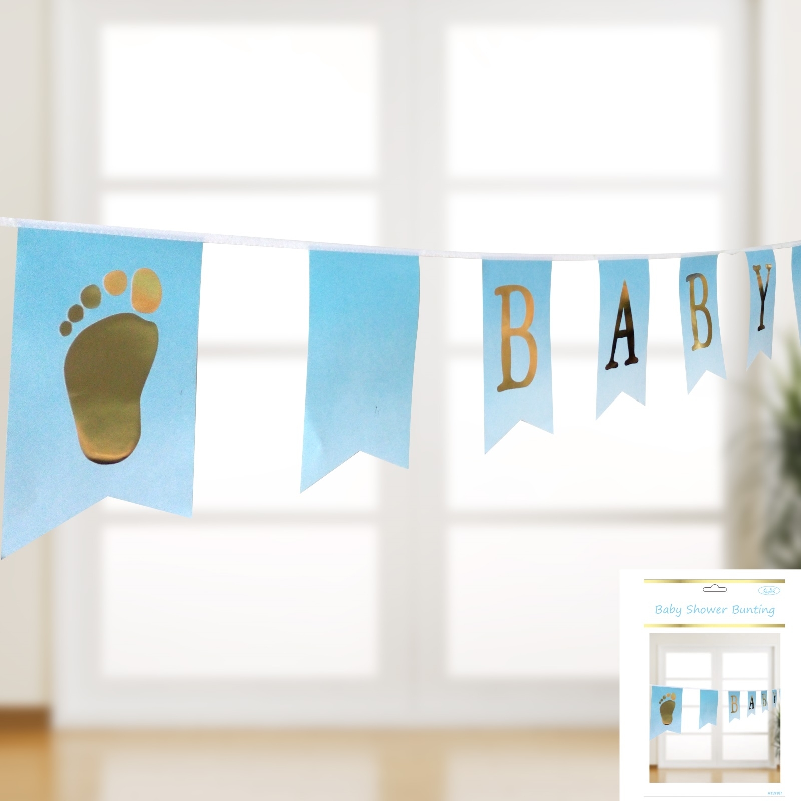 Blue and Gold Baby Shower Pennant Banner