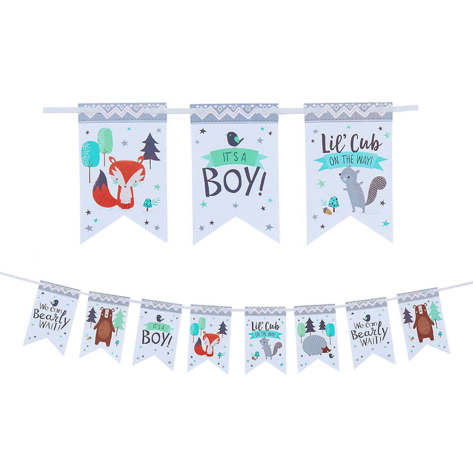 Bear-ly Wait Baby Boy Pennant Banner