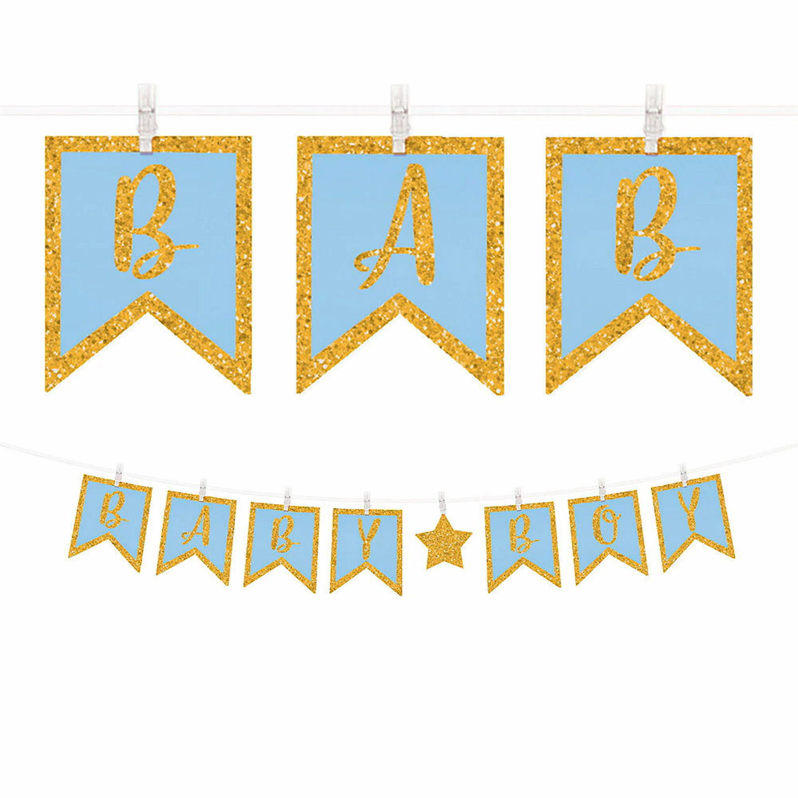 Baby Boy Glitter Peg Banner