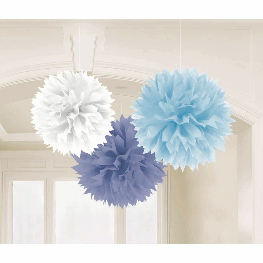 Tissue Paper Pom Pom Balls Baby Boy (Pack of 3)