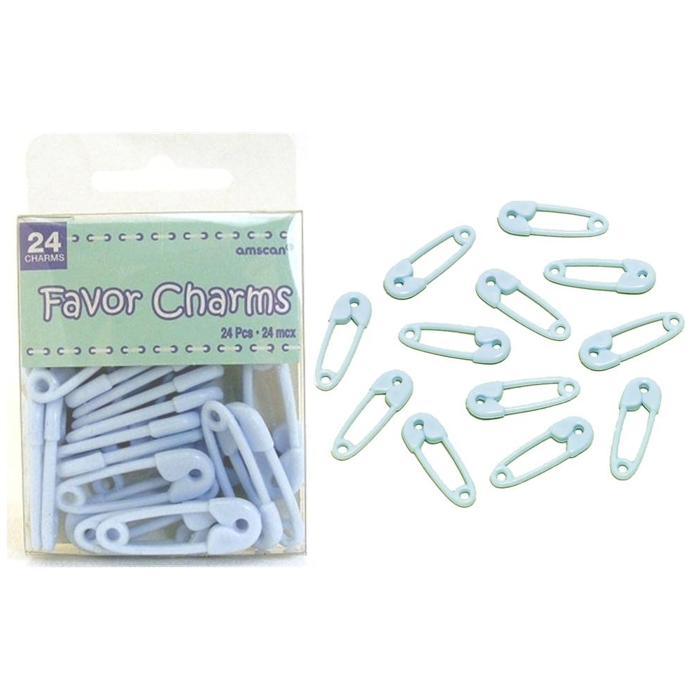 Blue Plastic Safety Pins (Pack of 24)