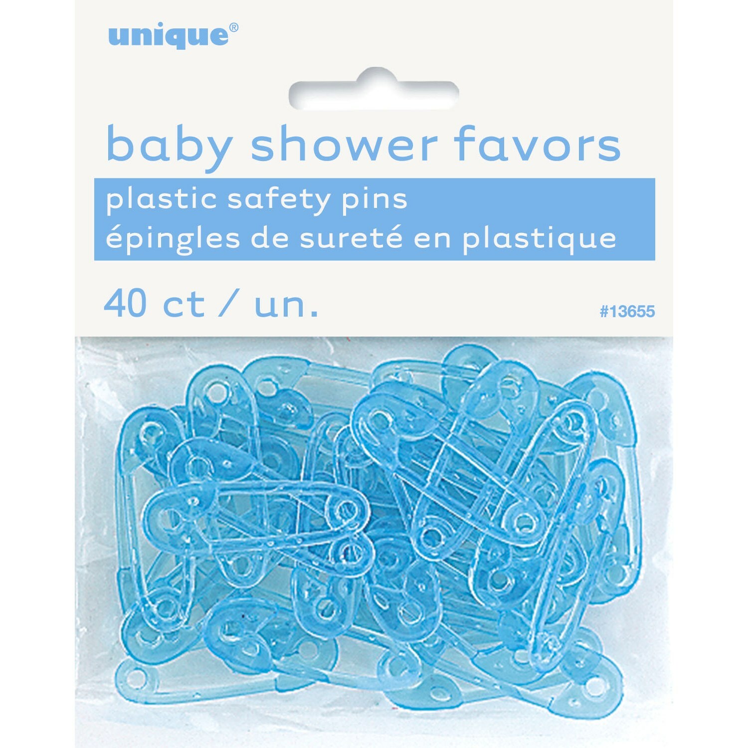 Blue Plastic Safety Pins (Pack of 40)