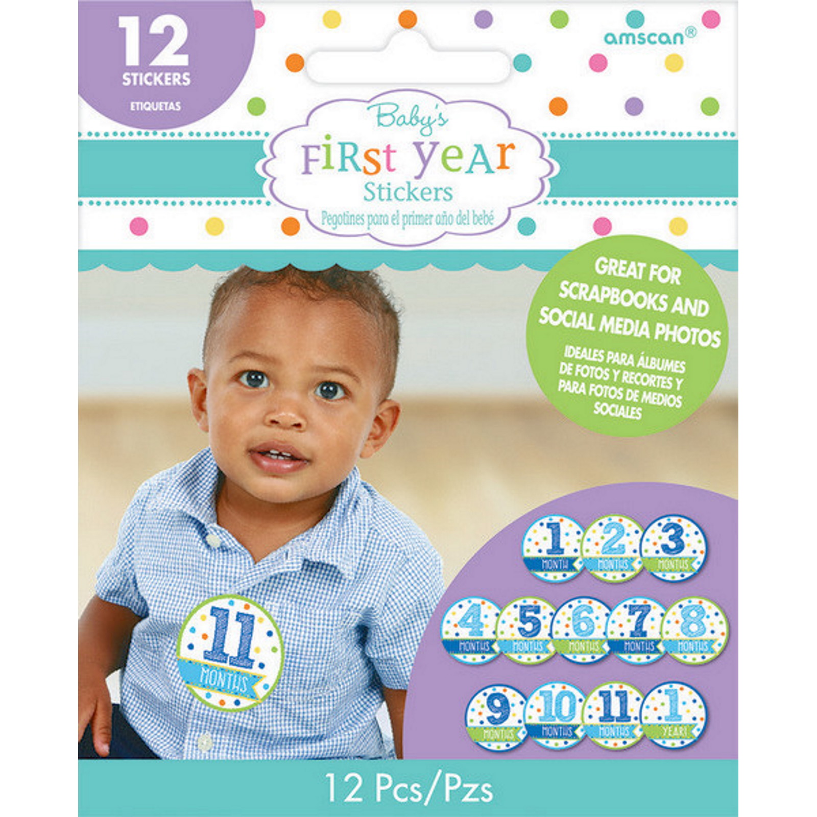 Baby Boy First Year Stickers (Pack of 12) 