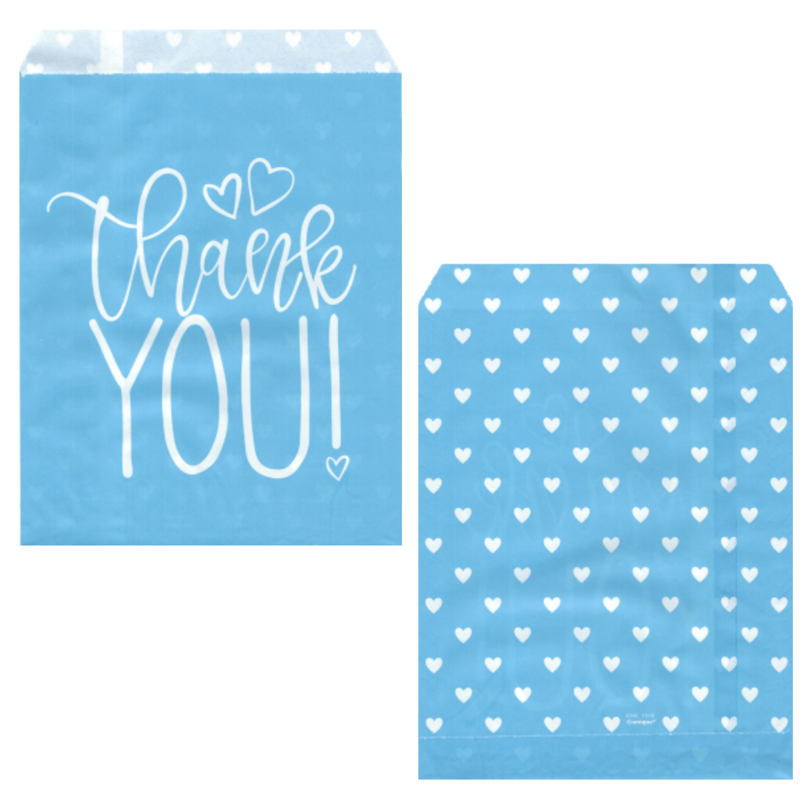 Blue Hearts Baby Shower Paper Treat Bags (Pack of 8)