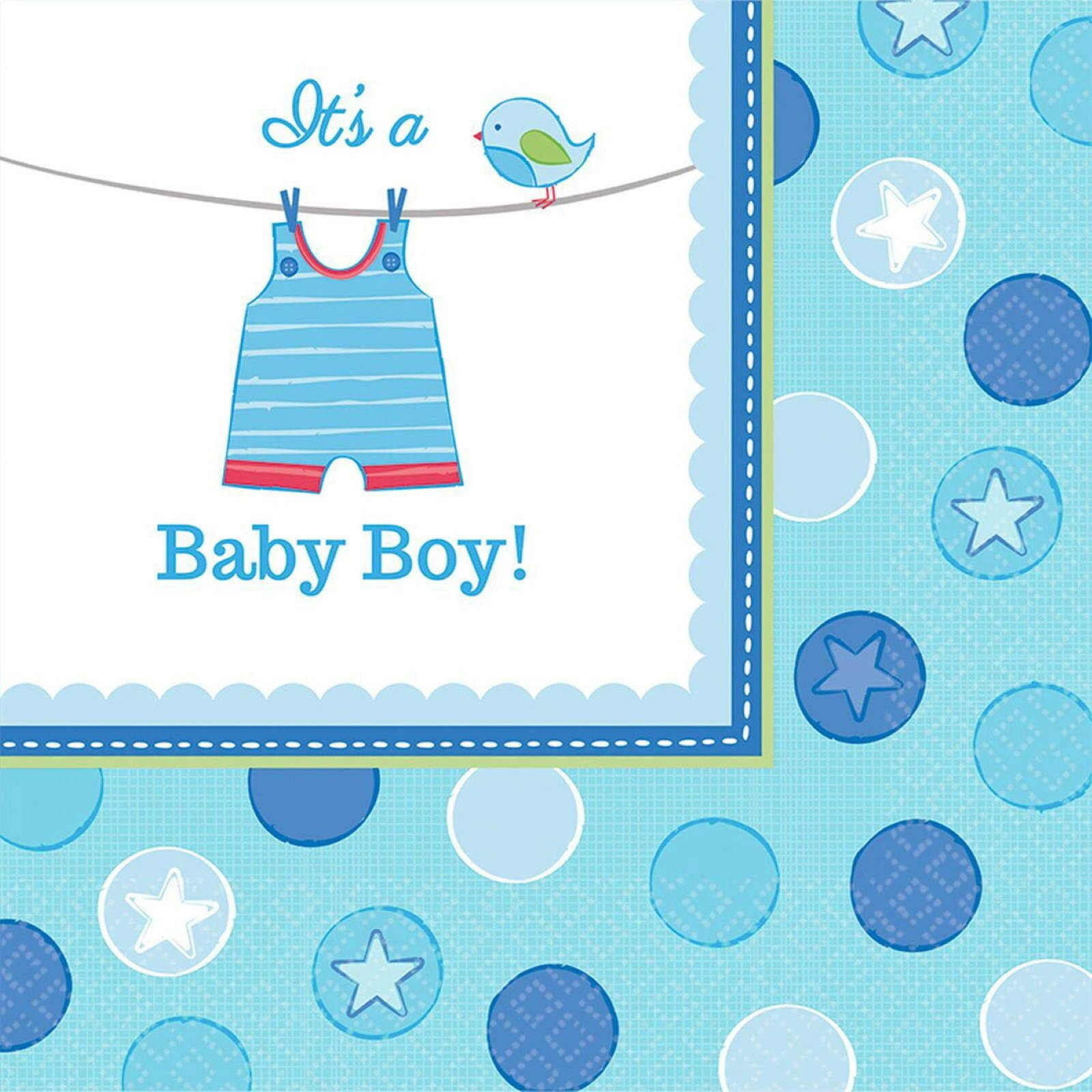 Shower With Love Boy Large Napkins / Serviettes (Pack of 16)